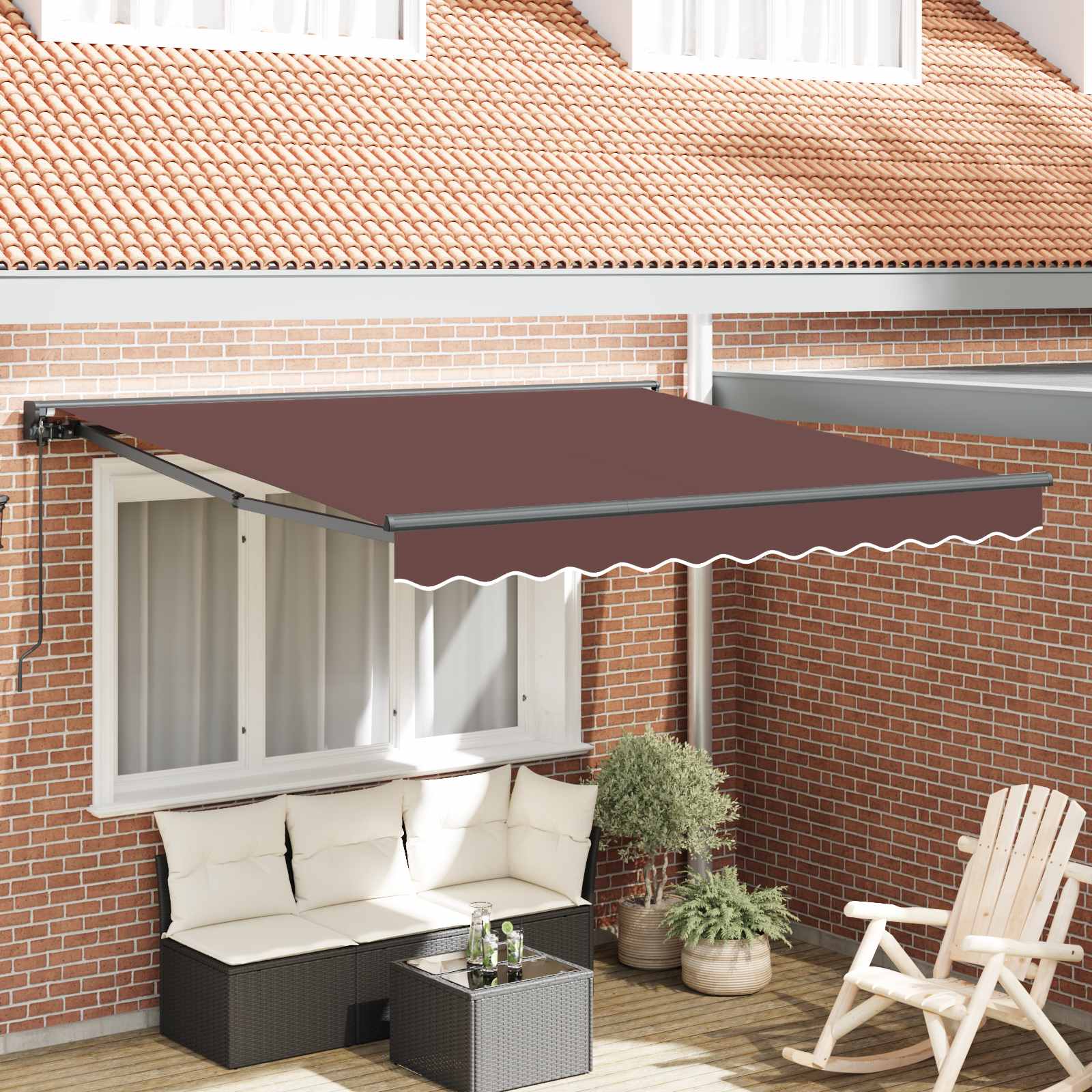 Markisram Brun 300 x 250 cm Polyester med PU-beläggning