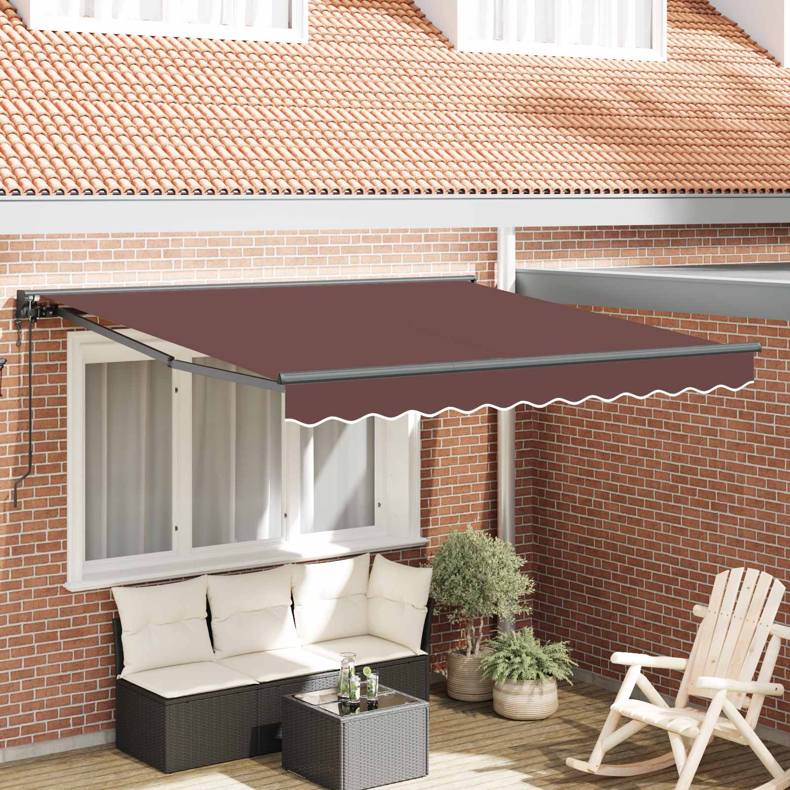 Markisram Brun 300 x 250 cm Polyester med PU-beläggning