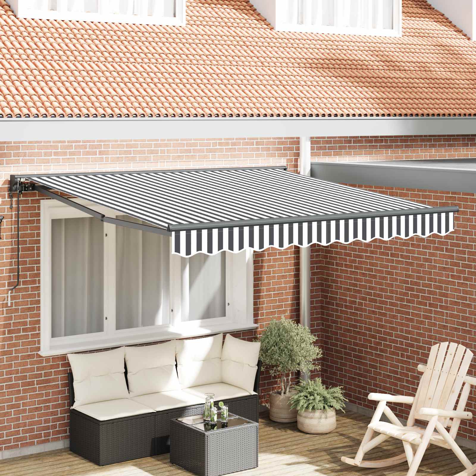 Markisram Antracit och vitt 300 x 250 cm