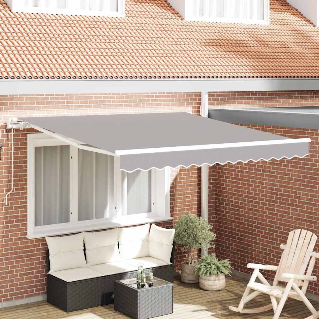 Utdragbar markis Ljusgrå 350 x 250 cm Duk och Aluminium