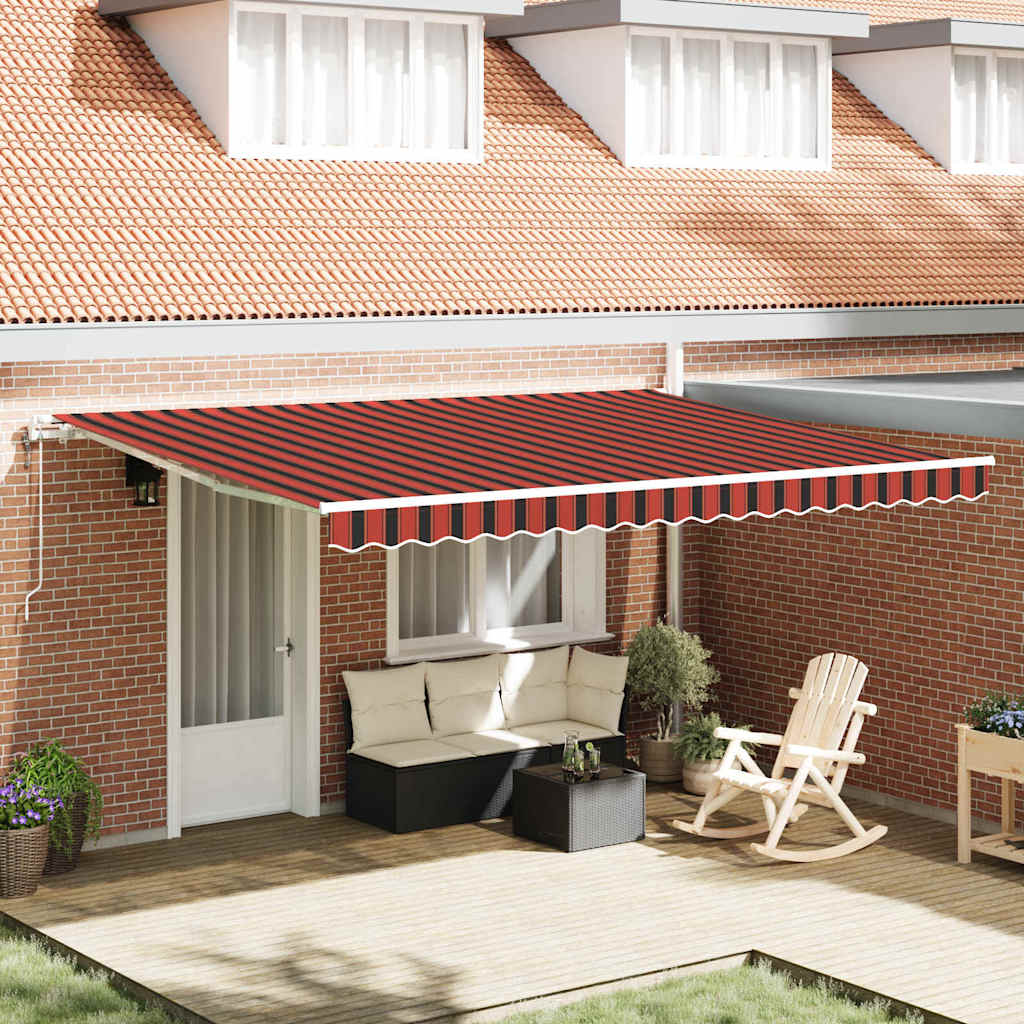 Utdragbar markis orange och brun 450 × 350 cm Duk och Aluminium