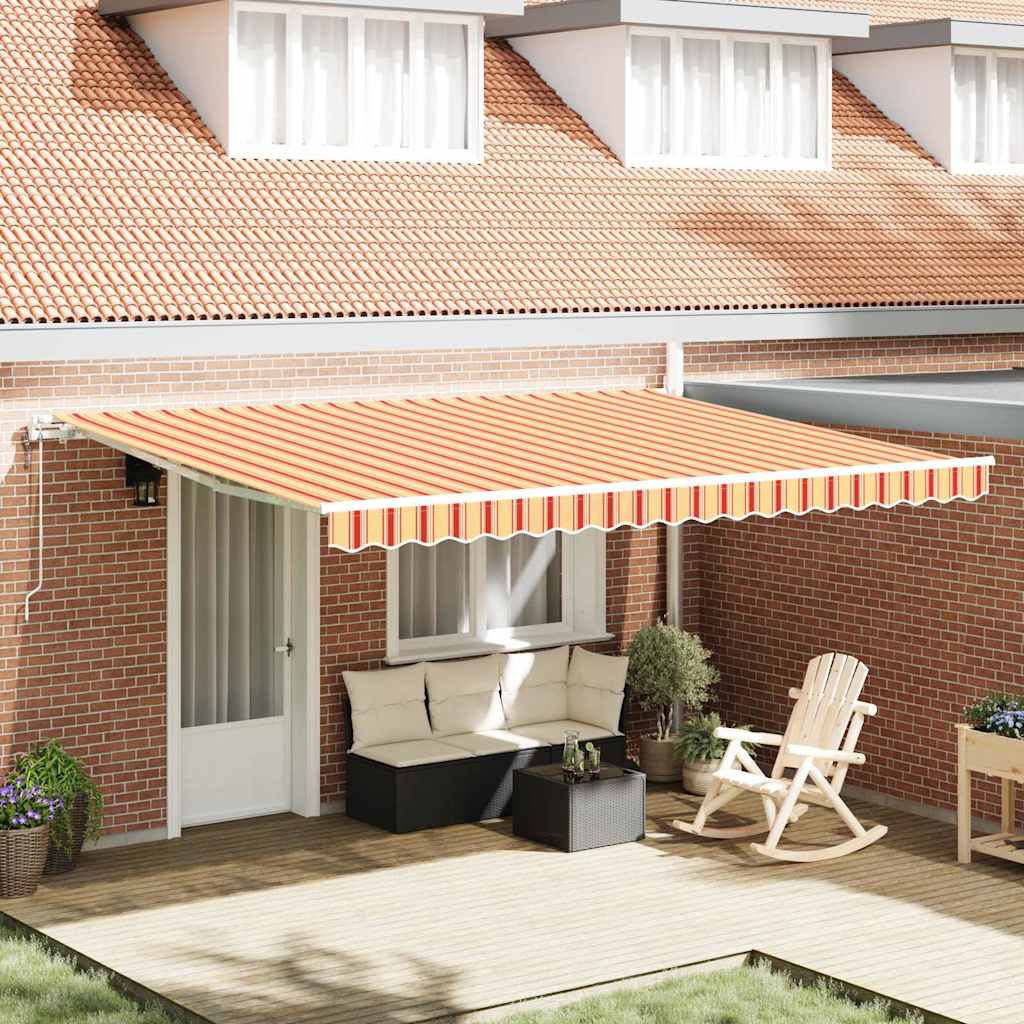 Utdragbar markis Gul och Orange 450 × 350 cm Duk och Aluminium