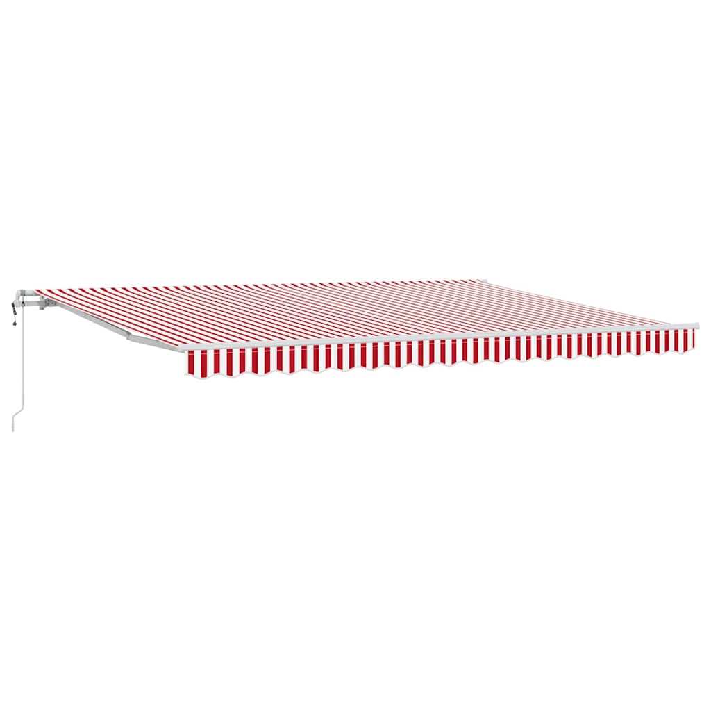 Utdragbar markis Röd och Vit 450 × 350 cm Duk och Aluminium