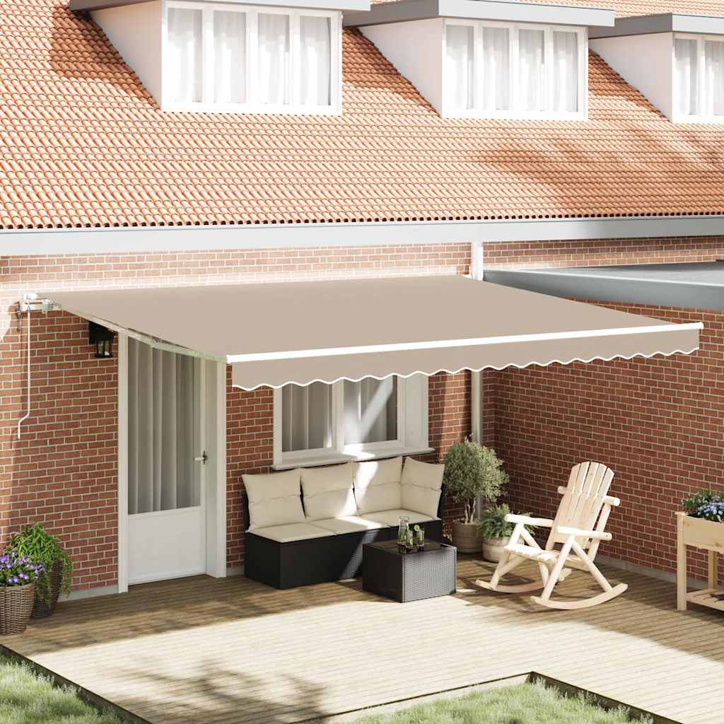 Utdragbar markis Beige 450 × 350 cm Duk och Aluminium