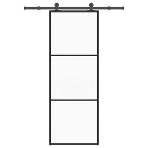 Skjutdörr med beslagset ESG glas och aluminium 76x205 cm