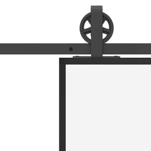 Skjutdörr med beslagset 102x205 cm ESG glas och aluminium