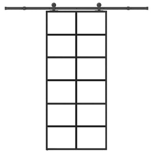 Skjutdörr med beslagset ESG glas och aluminium 90x205 cm