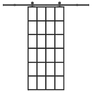 Skjutdörr med beslagset ESG glas och aluminium 90x205 cm