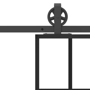 Skjutdörr med beslagset 102x205 cm ESG glas och aluminium