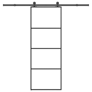 Skjutdörr med beslagset ESG glas och aluminium 76x205 cm