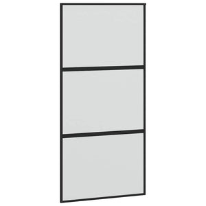 Skjutdörr med hårdvara 102,5x205 cm härdat glas och aluminium