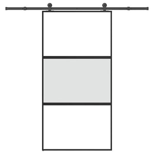 Skjutdörr med hårdvara 102,5x205 cm härdat glas och aluminium