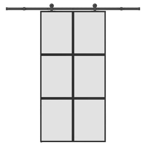 Skjutdörr med hårdvara 102,5x205 cm härdat glas och aluminium