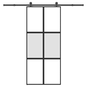 Skjutdörr med beslagset härdat glas och aluminium 90x205 cm