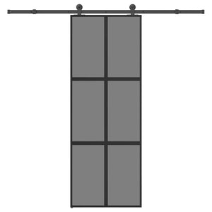 Skjutdörr med beslagset härdat glas och aluminium 76x205 cm