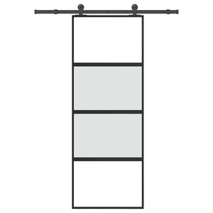 Skjutdörr med beslagset härdat glas och aluminium 76x205 cm