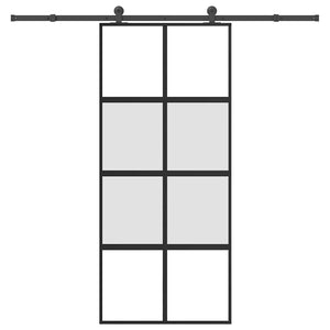 Skjutdörr med beslagset härdat glas och aluminium 90x205 cm