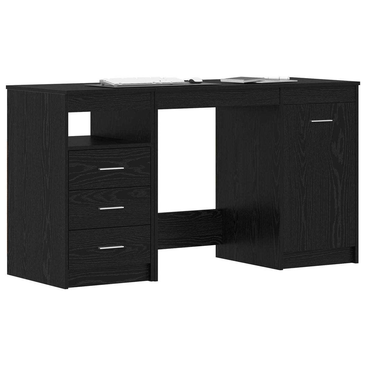 Skrivbord 2 st Svart Ek 140 x 50 x 76 cm Konstruerat trä