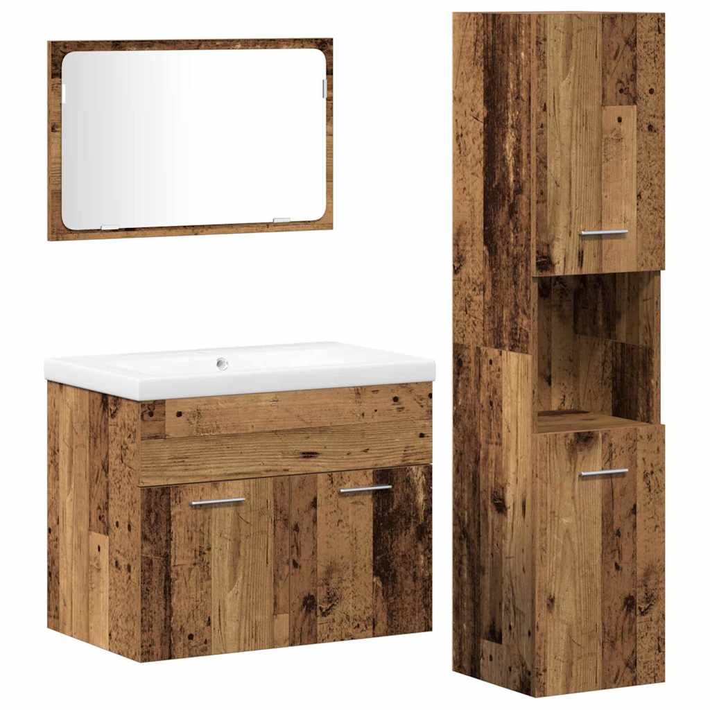 Badrumsmöbelset med hylla med dörr 4 pcs Brun Konstruerat trä