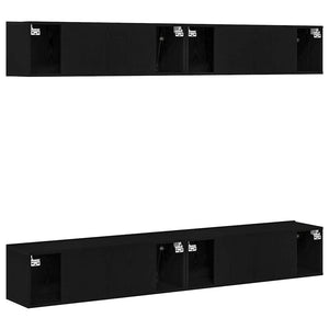 TV-bänkset 4 pcs Svart Ek 100 x 30 x 30 cm Konstruerat trä