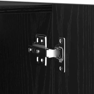 TV-bänkset Väggmonterad 6 pcs Svart Ek Konstruerat trä