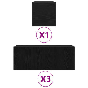 TV-bänkset Väggmonterad Svart Ek Konstruerat trä