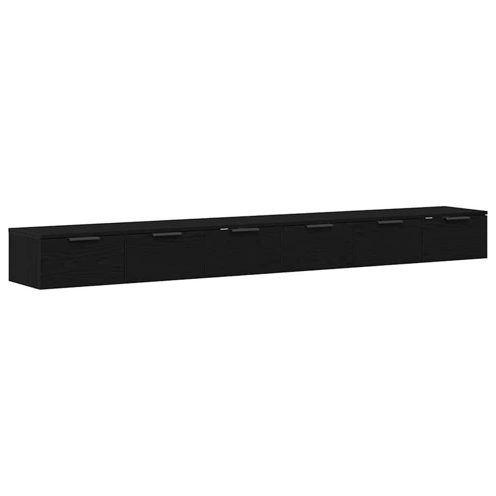 Väggmonterat skåp 2 st Svart Ek 102 x 30 x 20 cm