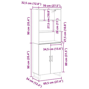 Skåp Svart Ek 69,5 x 34 x 180 cm Konstruerat trä