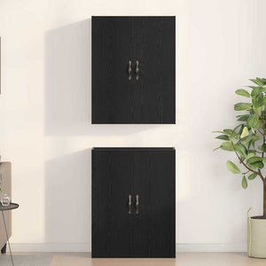 Väggmonterat skåp Väggmonterad 2 pcs Svart Ek 69,5 x 34 x 90 cm