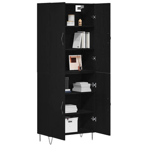 Skåp 2 pcs Svart Ek Konstruerat trä och glas