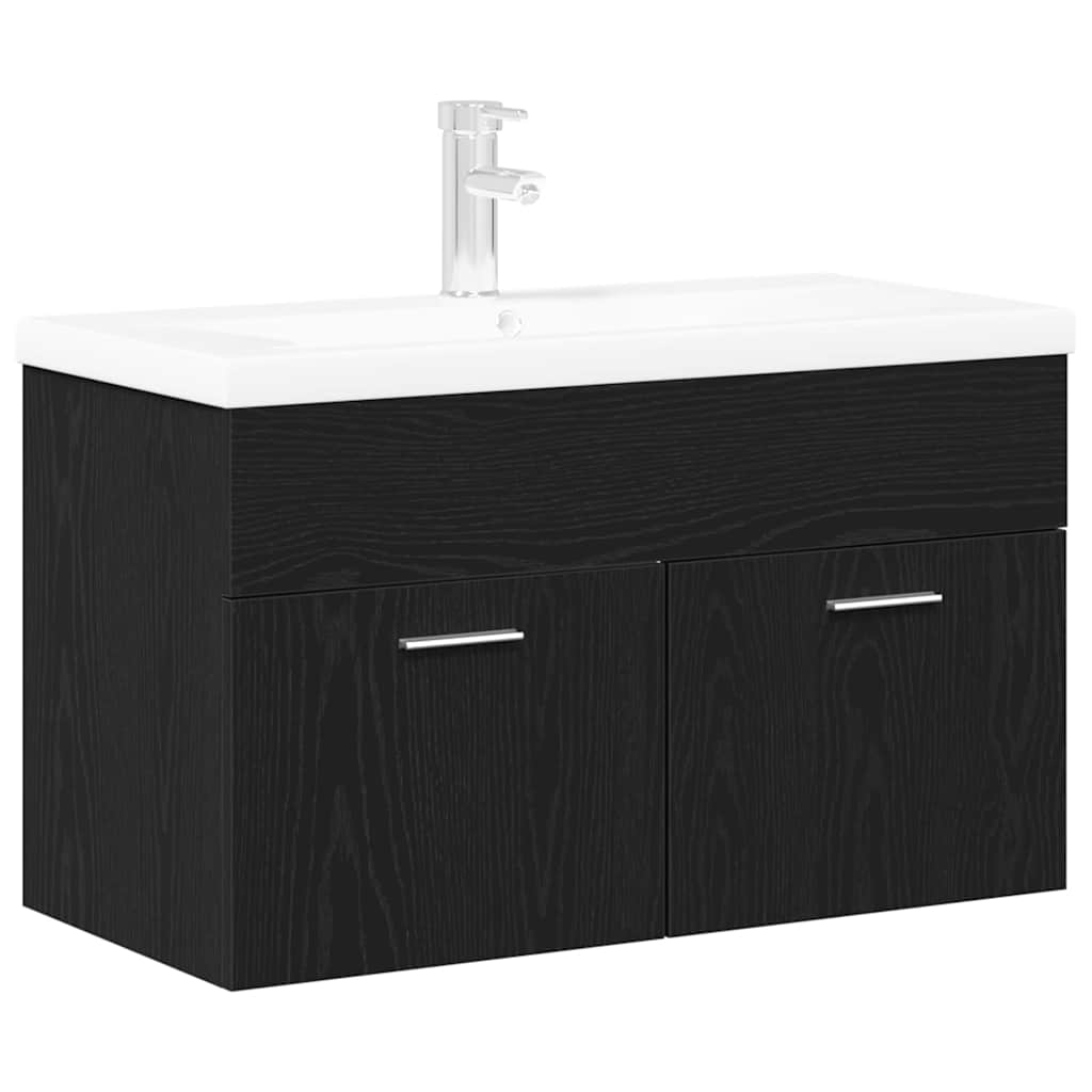 Badrumsskåp Svart Ek 90 x 38,5 x 46 cm Konstruerat trä