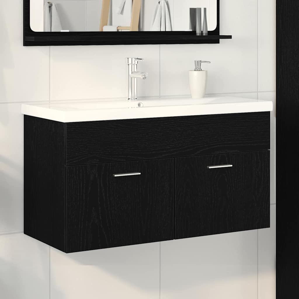 Badrumsskåp Svart Ek 90 x 38,5 x 46 cm Konstruerat trä