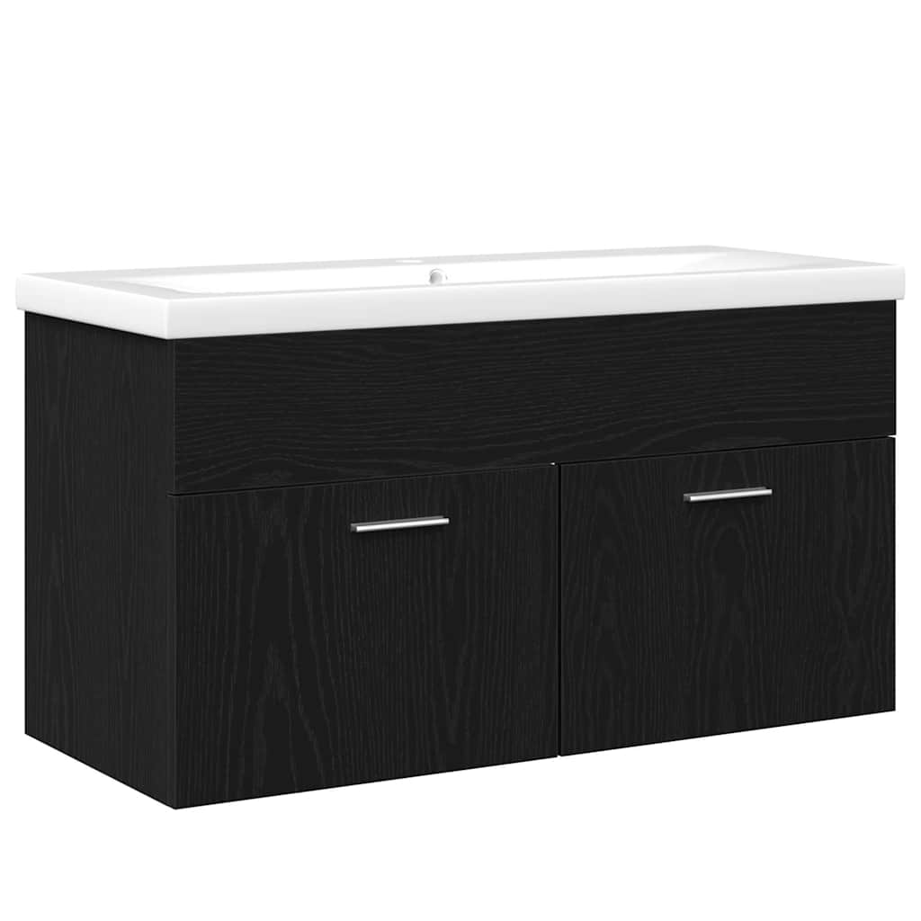 Badrumsskåp Svart Ek 90 x 38,5 x 46 cm Konstruerat trä