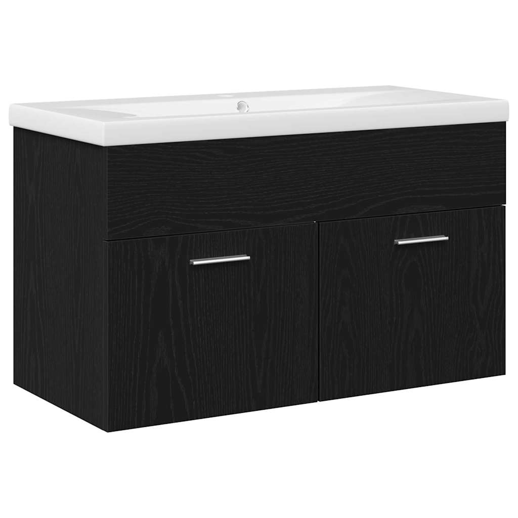 Badrumsskåp Svart Ek 80 x 38,5 x 46 cm Konstruerat trä