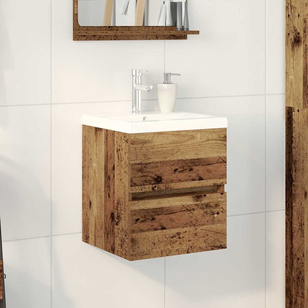 Badrumsskåp med handfat Svart Ek 80 x 39 x 62 cm