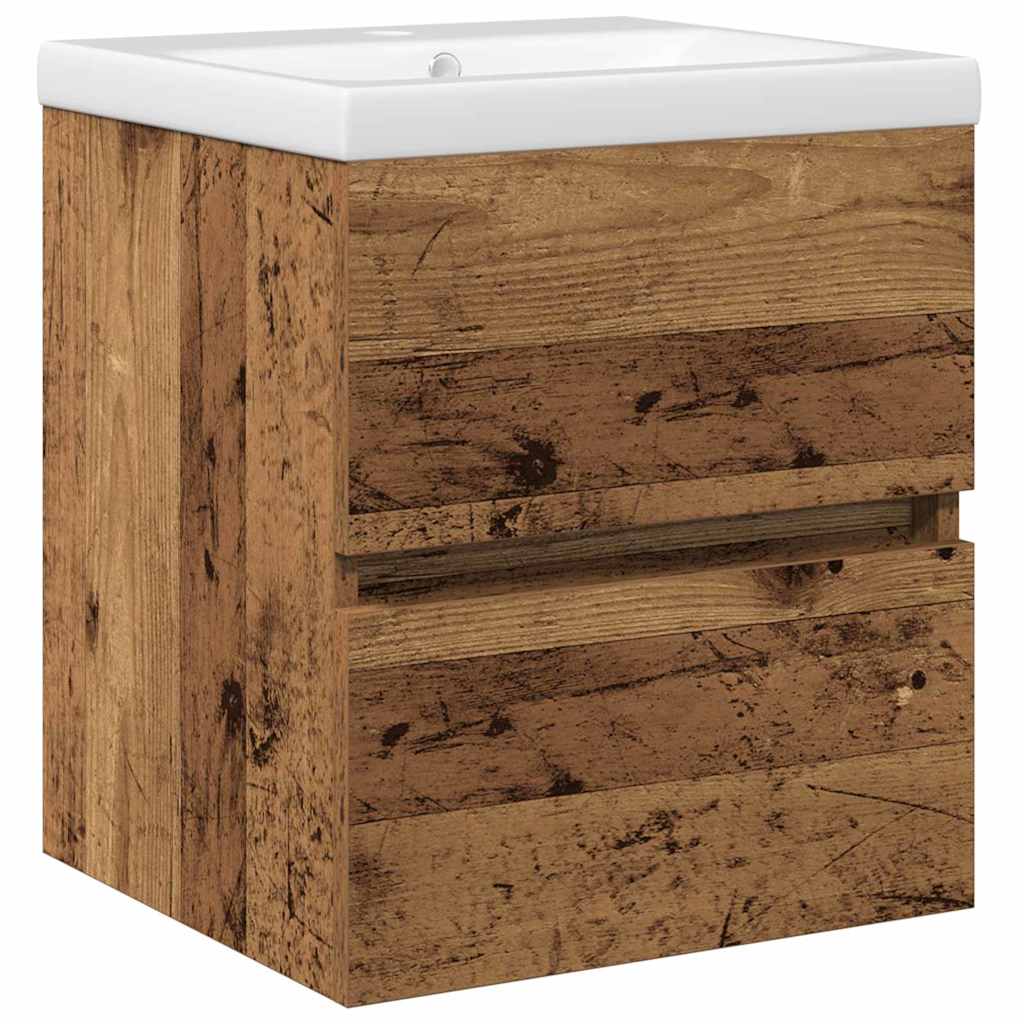 Badrumsskåp med handfat Svart Ek 80 x 39 x 62 cm
