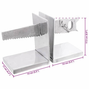 Bokstöd 2 pcs Silver 11 x 14 x 17,5 cm Aluminium