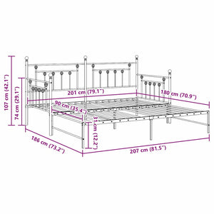 Dagbäddram med huvudgavel Svart 90 x 200 cm Stål
