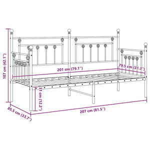 Dagbäddram med huvudgavel Vit 80 x 200 cm Stål