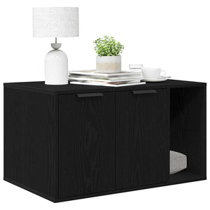 Kattlåda svart ek 80x50x45 cm konstruerat trä