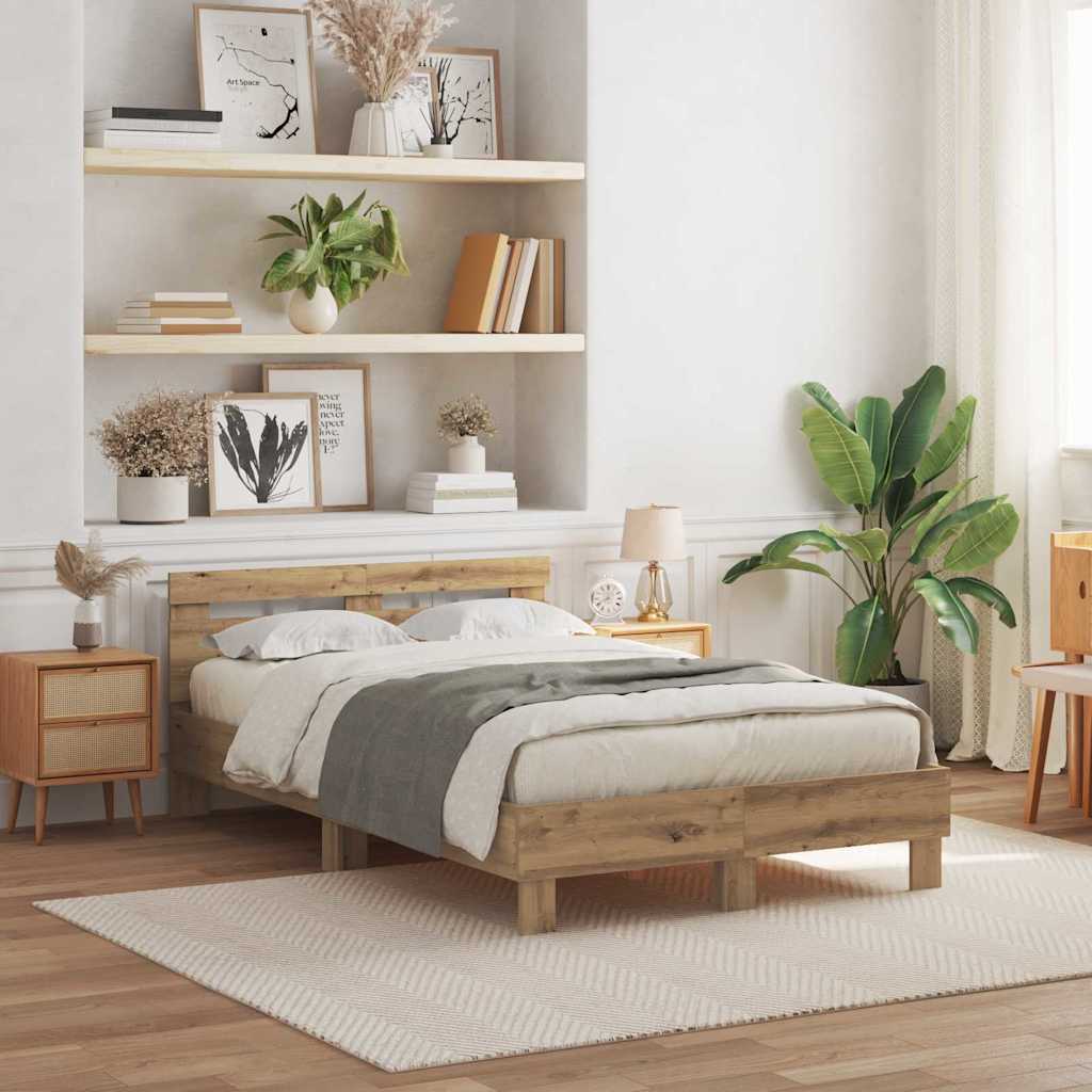 Sängram med huvudgavel Artisan Ek 120 x 190 cm Konstruerat trä