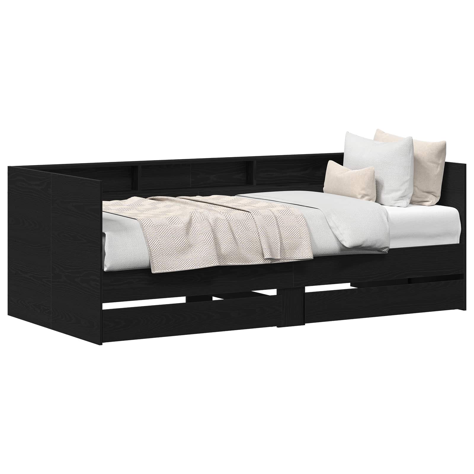 Sängsoffa med huvudgavel Svart Ek 100 x 200 cm Konstruerat trä