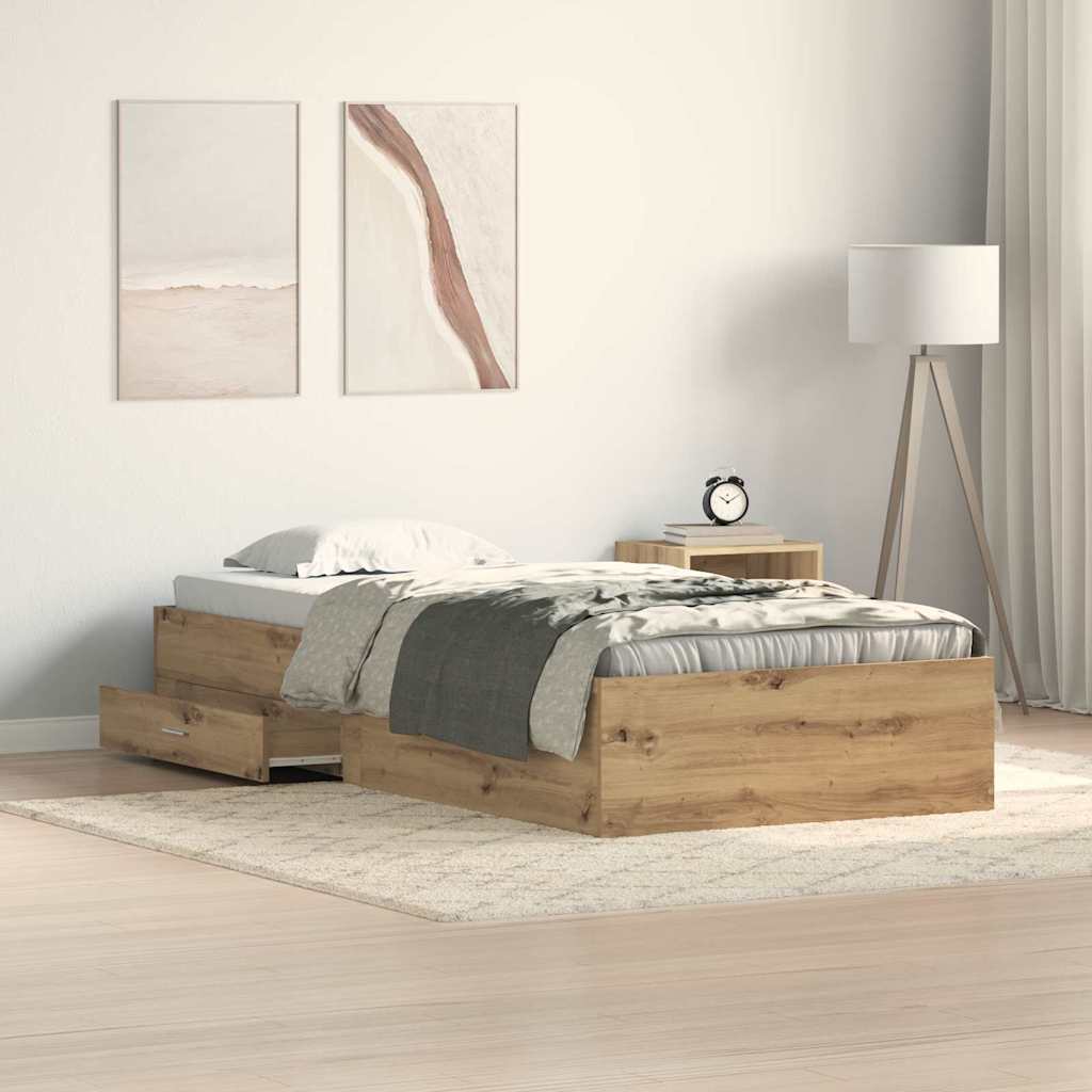 Sängram med låda Artisan Ek 90 x 200 cm Konstruerat trä