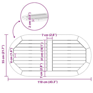 Bordsskiva Brun 110 x 55 x 2 cm Massivt Akaciaträ