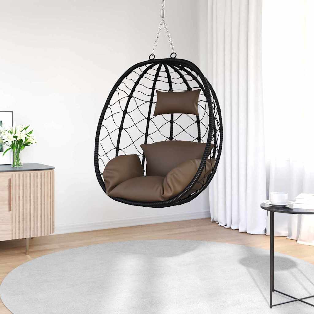 Hängande äggstol konstrotting 91 x 54.5 x 107 cm Brun