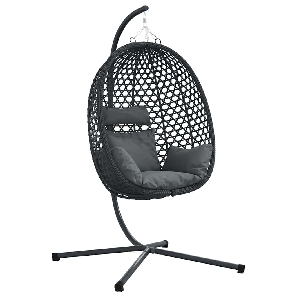 Hängande äggstol konstrotting 104 x 100 x 191 cm Svart