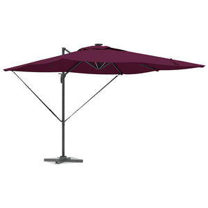 Parasoll med LED -remsljus Bordeaux Röd 286 x 284 x 270 cm