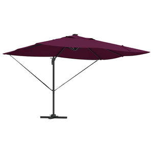 Parasoll med LED -remsljus Bordeaux Röd 352 x 251 x 265 cm