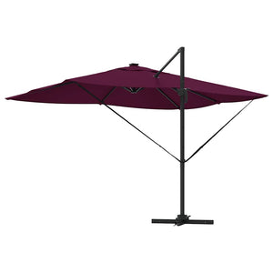 Parasoll med LED -remsljus Bordeaux Röd 352 x 251 x 265 cm
