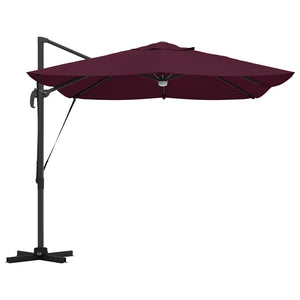 Parasoll med LED -remsljus Bordeaux Röd 351 x 250 x 253 cm